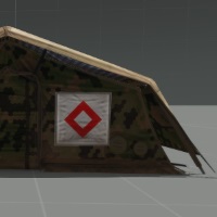 Roter Kristall auf einer Zeltplane