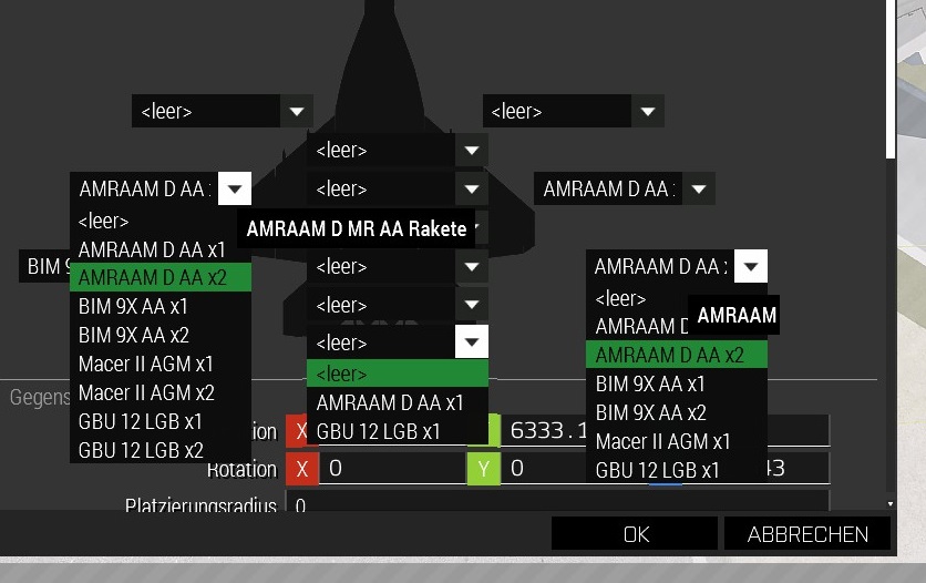 Mögliche Slotbelegung für Pylonen