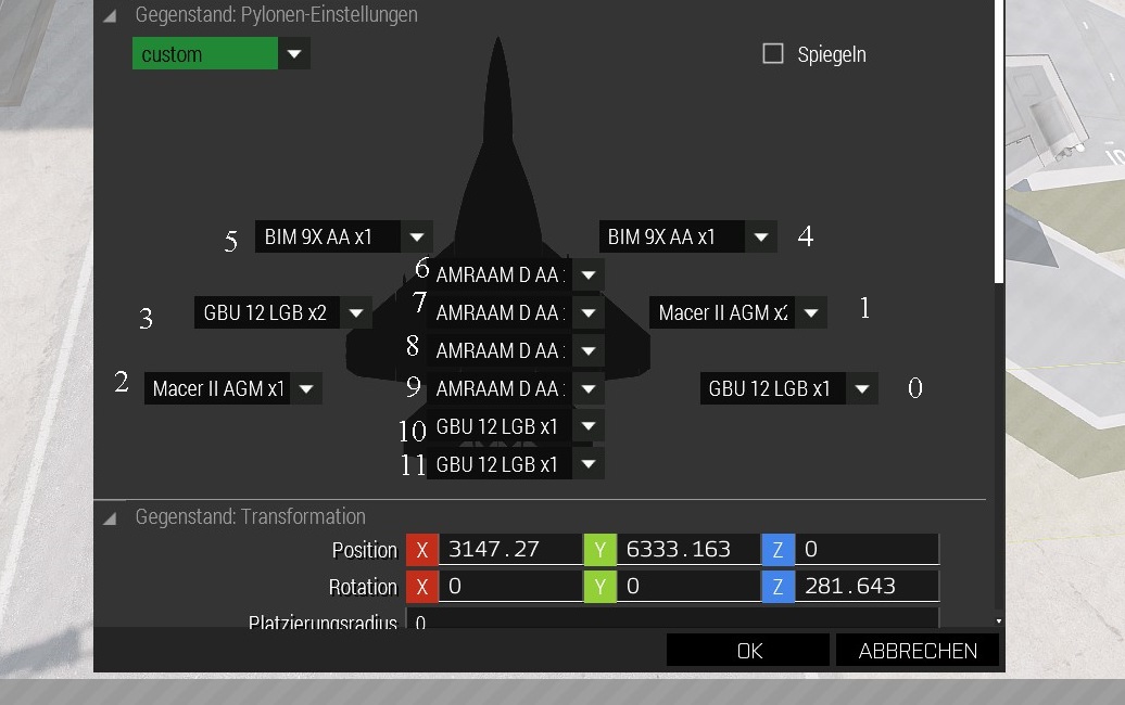 Nummerierung der Pylonen