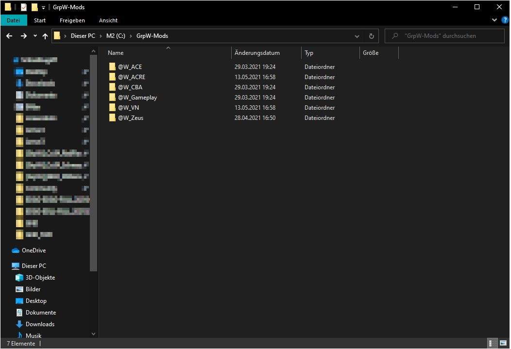 Ordnerinhalt nach dem Entpacken