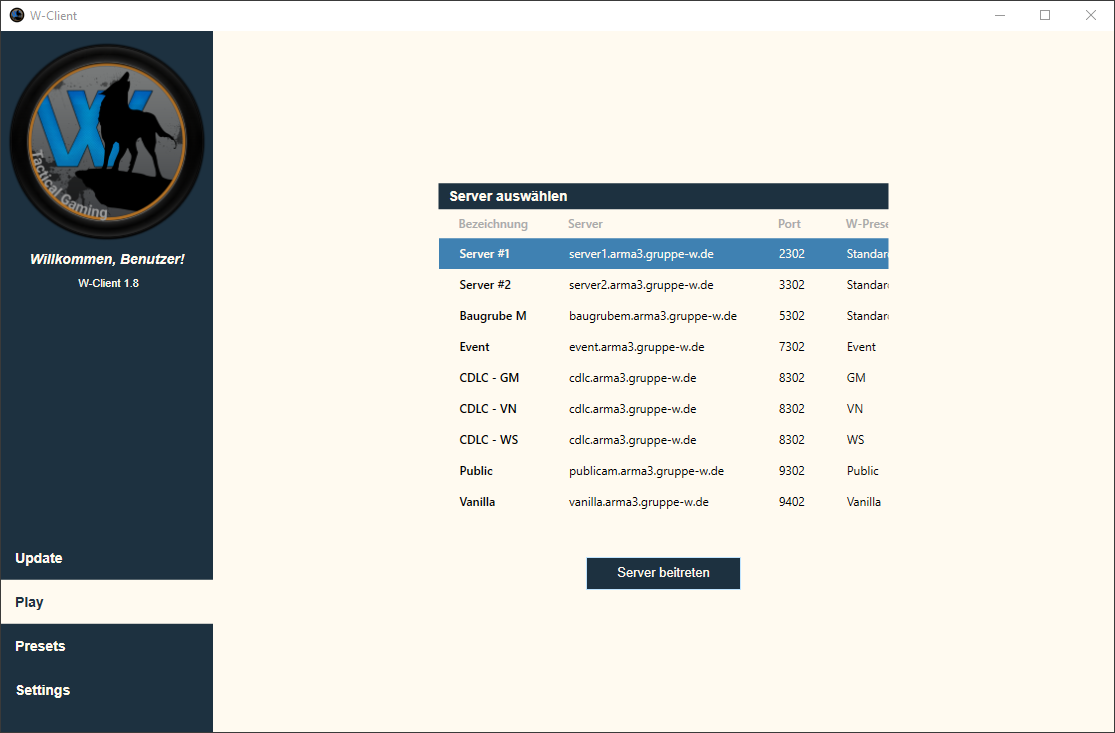 Bild des Play-Maske für den Arma-Start