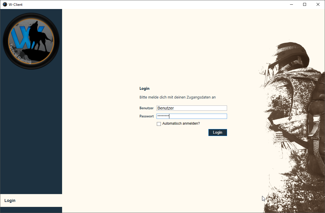 Bild der Login-Maske
