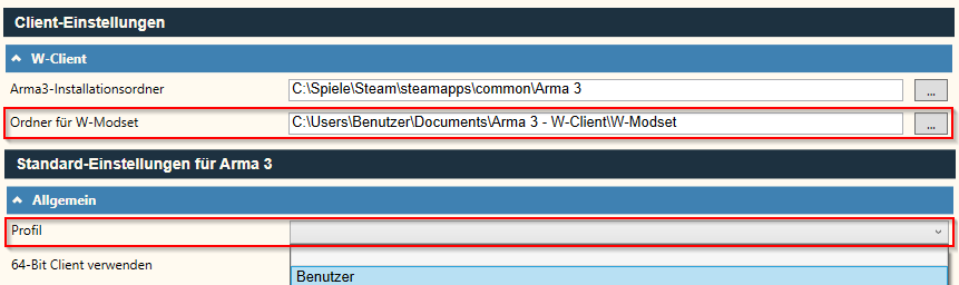 Bild der für den Schnellstart empfohlenen Einstellungen